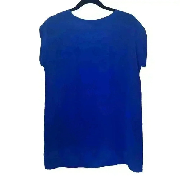 EILEEN FISHER Blue Silk Crepe Oversized Fit Short Sleeve Box Top Women’s PS - Picture 2 of 4